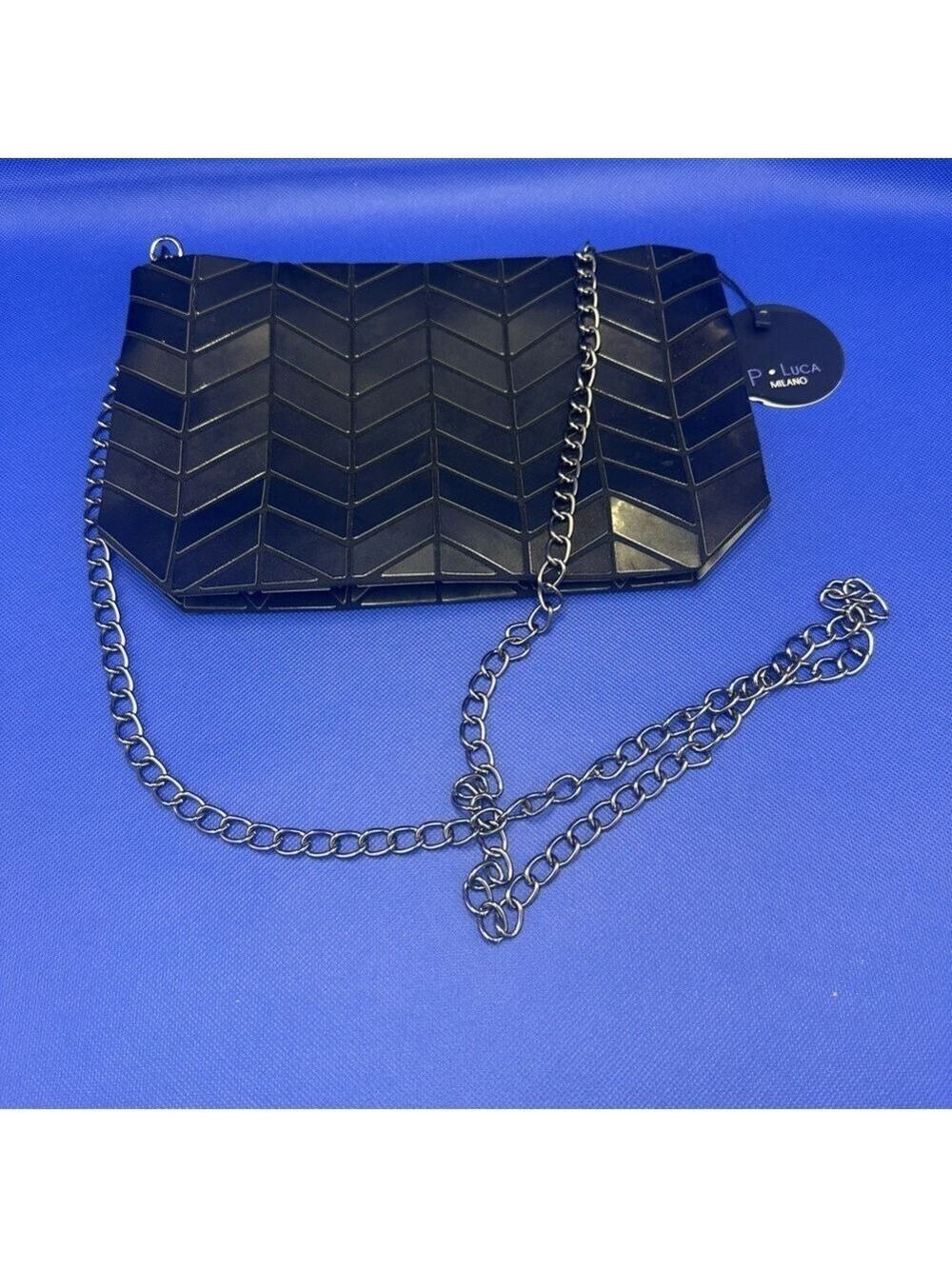 Patrizia Luca Geometric Crossbody Bag Clutch Purse Black Shimmer NWT - Picture 12 of 15